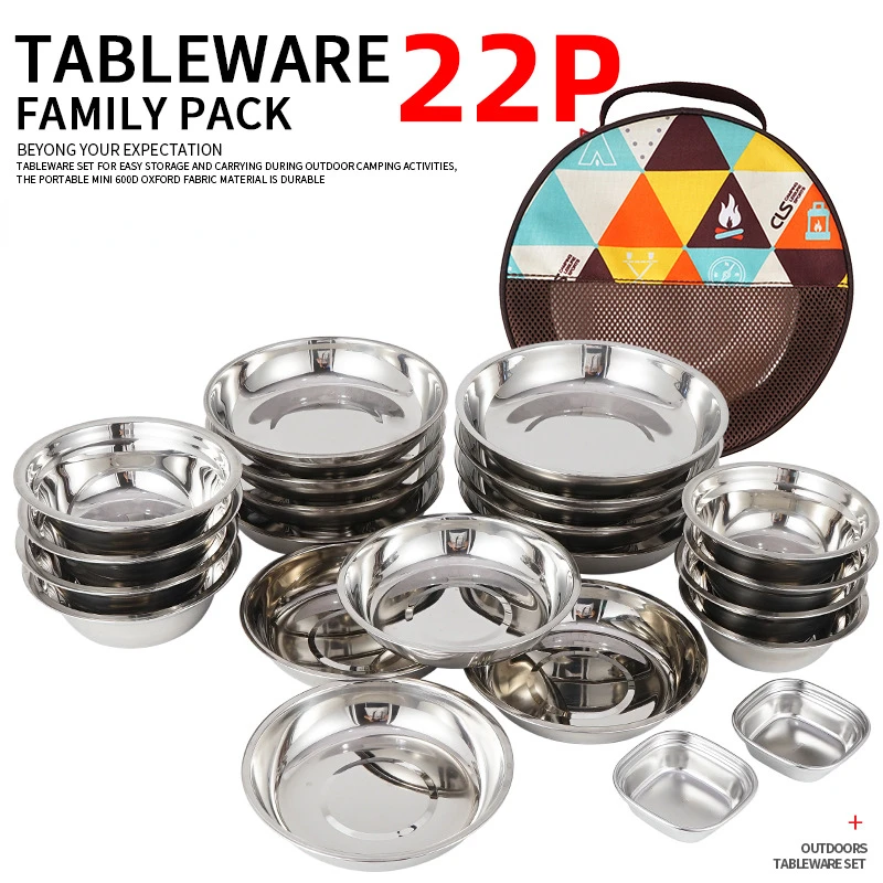 Camping Cooking Dining Set - 22-предметный портативный набор посуды для кемпинга,