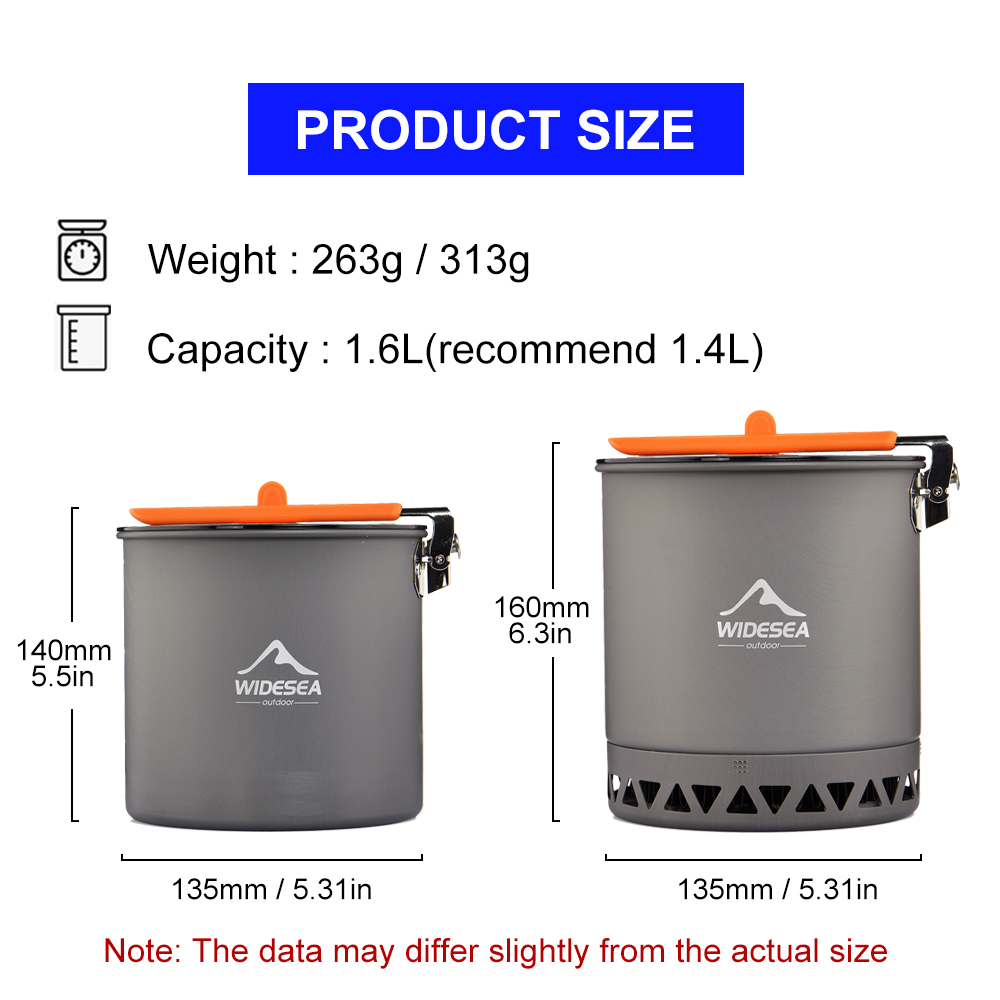 Походный котелок Widesea 1.6 л – обзор и цена Quality Camping Cooking Set