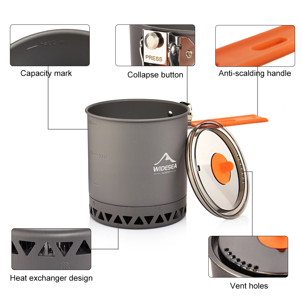 Походный котелок Widesea 1.6 л – обзор и цена Quality Camping Cooking Set