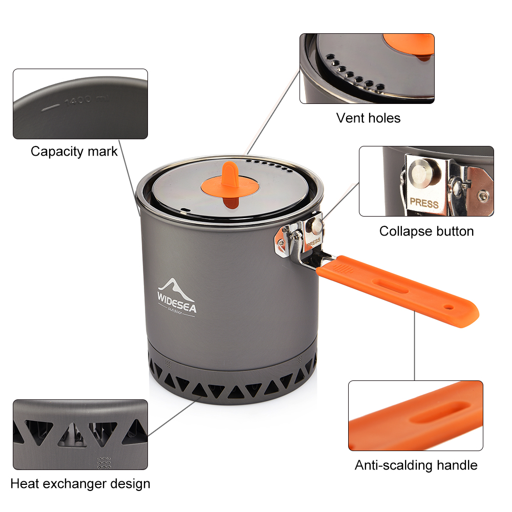 Походный котелок Widesea 1.6 л – обзор и цена Quality Camping Cooking Set