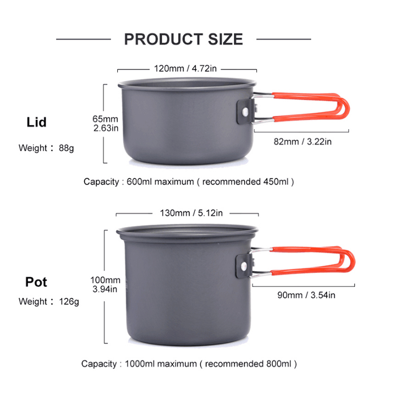 Widesea Сверхлегкая посуда для – обзор и цена Quality Camping Cooking Set